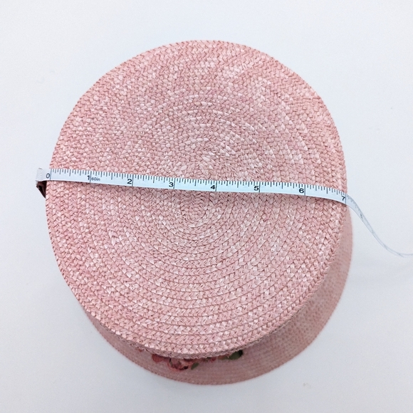 Holt Renfrew Pink Straw Hat Floral Vintage - Picture 7 of 8